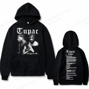 Tupac 2pac Graphic Hoodie Men Clothing Fashion Oversized Hip Hop Comfortable Autumn Winter Sweatshirt Male Casual Fleece Hoodies