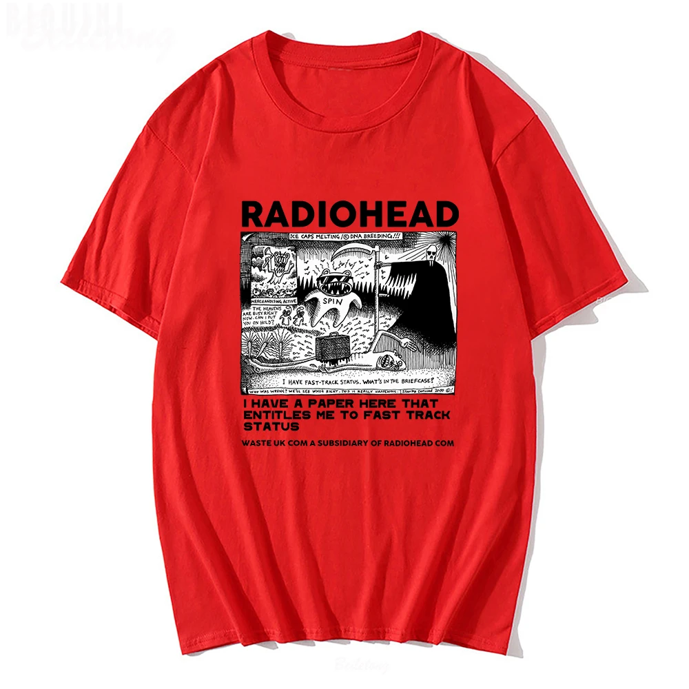 Radiohead T Shirt Men Vintage Classic Tees North America Tour Rock Boy Camisetas Hombre Hip Hop Unisex 100%Cotton Oversized Tops - Image 4