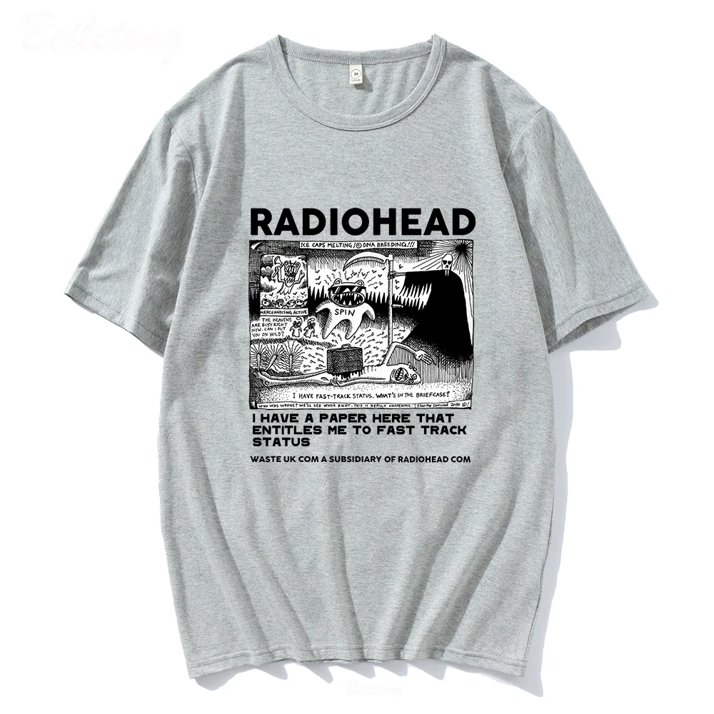 Radiohead T Shirt Men Vintage Classic Tees North America Tour Rock Boy Camisetas Hombre Hip Hop Unisex 100%Cotton Oversized Tops - Image 2
