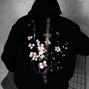 Japan Cherry Blossom Men Women Pullover Hoodie Street Casual Harajuku Y2K Retro Loose Sport Daily Autumn Winter Sweatshirt Top