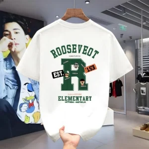 Trendy New Men's Letter Printed Pattern, Skin Friendly, Quick Drying, Breathable Round Neck T-shirt Outdoor High Street Casual T