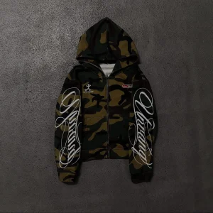 Autumn new men's and women's high street fashion embroidery camouflage Harajuku ins style zipper hooded sweatshirt Y2k clothing