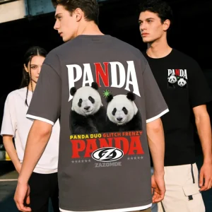 ZAZOMDE Street Fashion Unisex Oversized T Shirt Panda Graphic Design With Print Comfortable Loose Fit Cotton Tee For Women Men