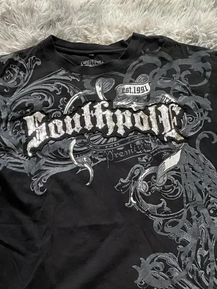 High Street Southpole Short Sleeve Women Y2K Graphic Print Oversized T Shirt Harajuku Gothic Round Neck Cotton Short Sleeve Tops - Image 3