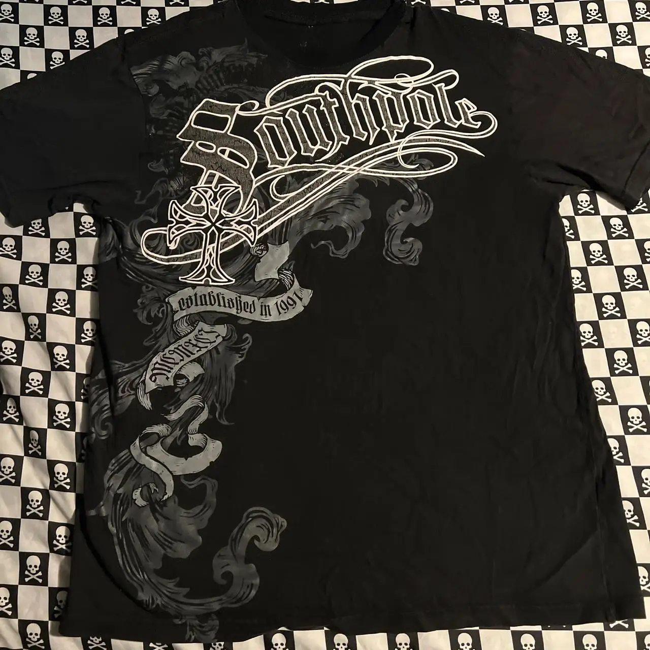 High Street Southpole Short Sleeve Women Y2K Graphic Print Oversized T Shirt Harajuku Gothic Round Neck Cotton Short Sleeve Tops