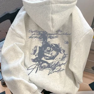 Rose Flower Men Women Hoodie Pullover Outdoor Street Casual Loose Sports Comfort Sporty Versatile Daily Winter Autumn Sweatshirt