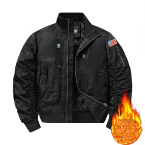 Men's MA-1 American Pilot Cotton Jacket Autumn Winter Thick Warm Baseball Fashion Military Fan Jacket for Men